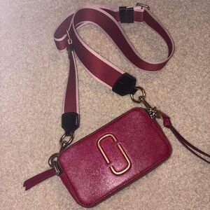 Marc Jacobs Burgundy Crossbody Bag with Gold Accents